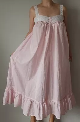 Vtg 80's Victoria's Secret Country Pink Cotton Cottage Core Prairie Nightgown! L • $135