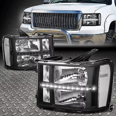 [led Drl]for 07-14 Gmc Sierra 1500 2500 3500 Black/clear Headlight Head Lamps • $98.88