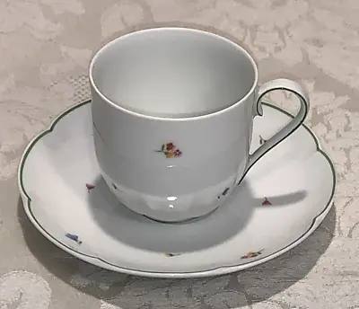 Vintage Demitasse & Saucer Limoges Block Bone China - Marly Pattern- 2 1/4  Tall • $20