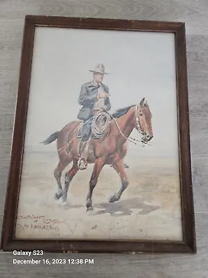 CM Russell Self Portrait Framed Trigg Print Vintage Approximately 12x15” • $40