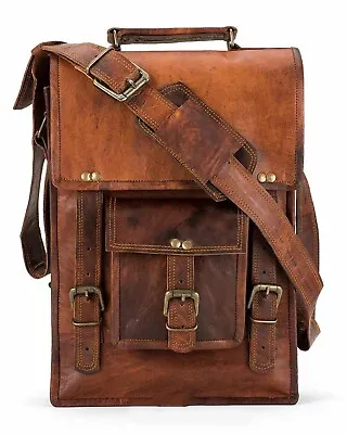 Mens Vintage Genuine Leather Laptop Backpack Rucksack Messenger Bag Satchel NEW • $43.49