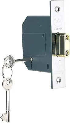 Yale British Standard 5 Lever Mortice Deadlock -64MM - P-M562-CH-67 - Chrome • £23.99