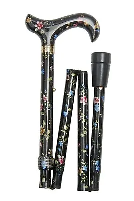 £28.39 • Buy Classic Canes Derby Folding Walking Stick - Black Floral