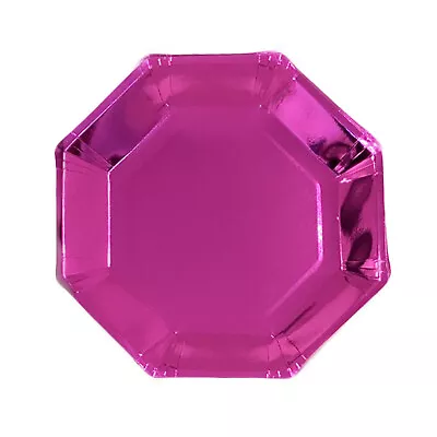 £3.98 • Buy 8pk Metallic Octagon Paper Plates Disposable Birthday Party Dinner Tableware UK
