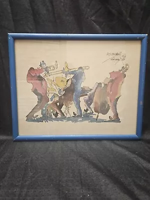 Leo Meiersdorff~new Orleans Jazz Quartet Watercolor Framed Art Print~signed  • $76.20