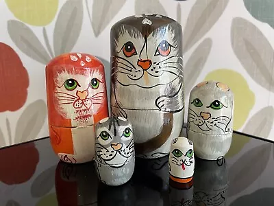 Russian Nesting Cat / Cats (Set Of 5) Matryoshka / Babushka Dolls • £16