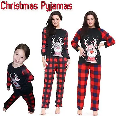 Family Matching Christmas Pyjamas Mum Dad Teens Kids Nightwear Pjs Xmas Set Gift • $7.39