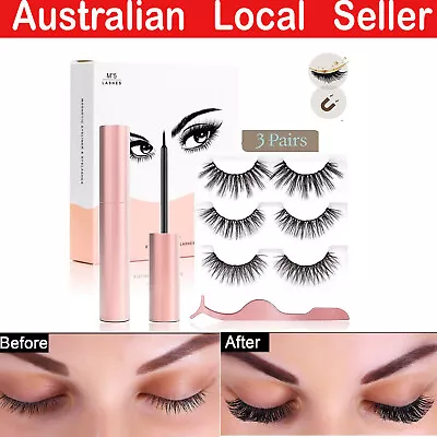 $11.93 • Buy 3pair Magnetic Eyeliner And Magnetic Eyelashes Kit Reusable Lash Liner Kit AU