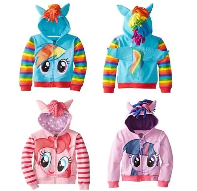 Kids Rainbow Girls My Little Pony Hoodie Wings Jacket Twilight Dash Sweater New❗ • £14.98