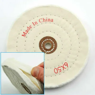 £5.99 • Buy 6  150mm Polishing Mop Buffing Wheel For Drill Bench Grinder Stitched Cotton UK