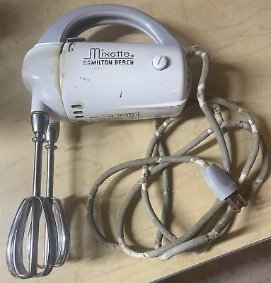 VINTAGE 1950’s HAMILTON BEACH One Hand Mixer MIXETTE W/ Beaters 3 SPEED Works! • $19.95