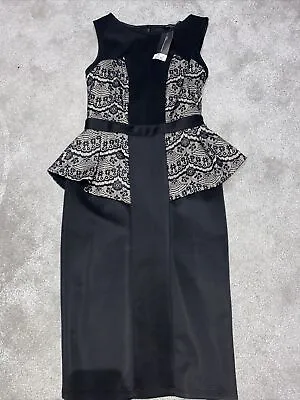 £5.99 • Buy Dorothy Perkins Ladies Black Peplum Pencil Dress BNWT Size 8