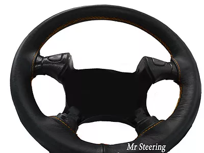 Fits Vauxhall Vectra B 1995-2002 Black Leather Steering Wheel Cover Gold Stitch • $35.19