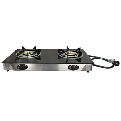 Deluxe Propane Gas Range 2 Burner Stove Tempered Glass Cooktop Auto Ignition • $112.77