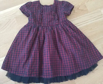 Marks And Spencer M&S 12-18 Months Christmas Dress Checked Tartan Baby Girl Red • £12.99