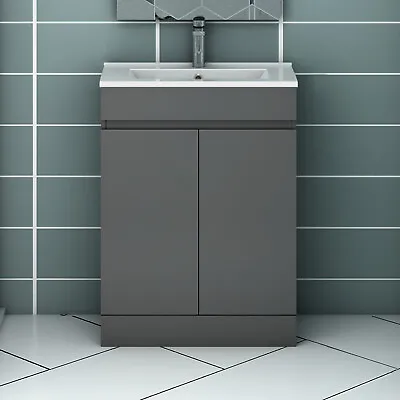 £169.99 • Buy Floor Standing Bathroom Vanity Unit And Sink Basin Cabinet White Grey 500/600mm