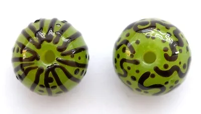 Two Stunning Lampwork Focal Beads Hand Made In The Uk Very Unusual 18 Mm • £17