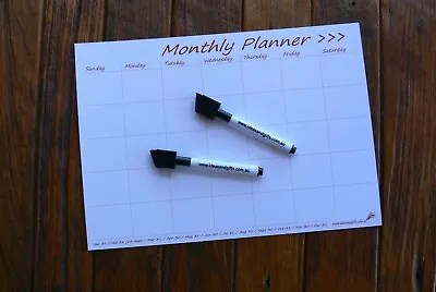 $12.95 • Buy A4 DAYS Monthly Weekly Calendar Flexible Fridge Magnet Whiteboard Planner +2Pens