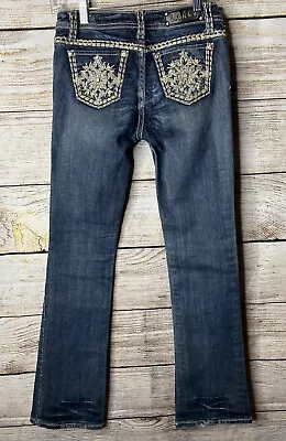 L.A. Idol USA Girls Boot Cut Jeans Snowflake￼Rhinestone  Pockets Denim 14 26x31 • $19.99