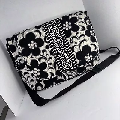 Vera Bradley Night & Day Messenger Computer Bag Black/White/Gray Strap. “read” • $34.95