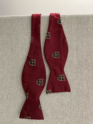 Rare Brooks Brothers Maroon With Logo Self Tie Adjustable Bow Tie Silk NEW • $24.99