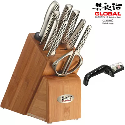 Global Takashi 10 Piece Knife Block Set + Global 2 Stage Black Sharpener 10pc • $684.80