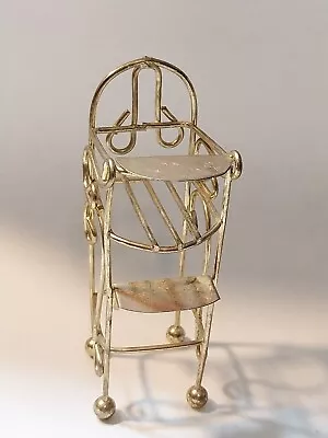 Vtg Taiwan Dollhouse Miniatures  Metal Brass Wire Baby High Chair  3.75  Tall • $11.50