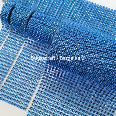 £1.35 • Buy BLUE  Diamante Bling Sparkling  Effect Wedding Cake Craft Trim Ribbon Mesh