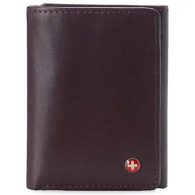 Alpine Swiss Mens Trifold Wallet RFID Blocking Genuine Leather Bifold ID Window • $16.99