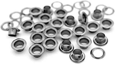 CRAFTMEMORE 3/16  (5MM) Hole Size 100 Sets Gunmetal Black Metal Grommets Eyelets • $16.14