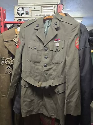 Vintage US Military Marines Dress Uniform Coat Jacket Green Wool Size 39 • $39.97