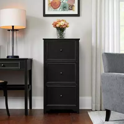 Home Decorators File Cabinet 41.14 H X 20.5 W 3-Drawer Wood Frame Charcoal Black • $237.57