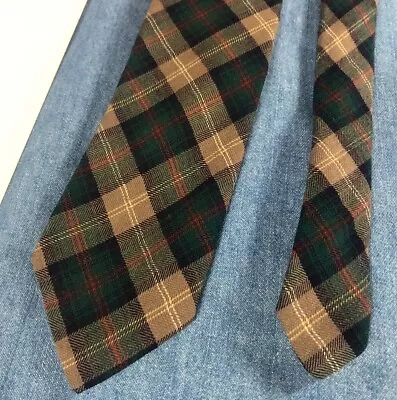 Vtg Viyella England-woven Green Red Tan Tartan Plaid Wool-cotton Neck Tie • $9.25