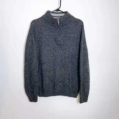 MINT Iceland Sweater Mens L Gray Wool Blend 1/4 Zip High Neck Long Sleeve Italy • $30