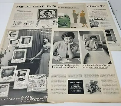 TV Electronic Motorola Admiral Telefunken Set Of 5 Mid Century Full Page Cut Ads • $14.95