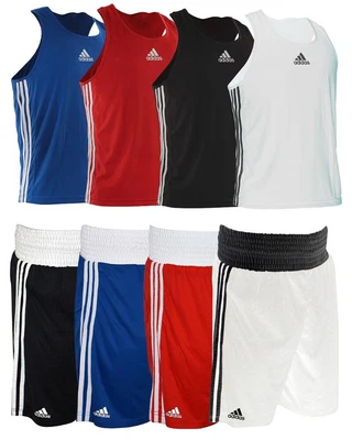 £18.95 • Buy Adidas BOXING VESTS & SHORTS - BLUE RED WHITE BLACK - MENS 