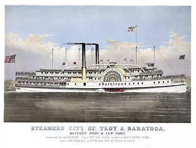 9005.Steamers City Of Troy & Saratoga.steamship.POSTER.decor Home Office Art • $23