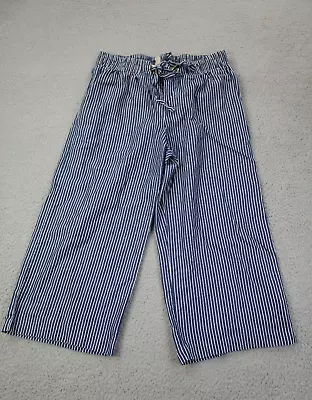 Michael Kors Pants Womens Medium Blue Pull-on Cropped Crop Striped Wide Leg • $12.50