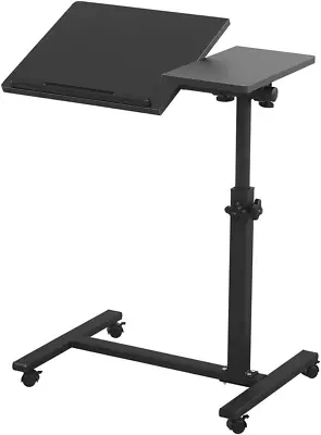 Overbed Bedside Desk Mobile Rolling Laptop Stand Tilting Overbed Table • $67.06