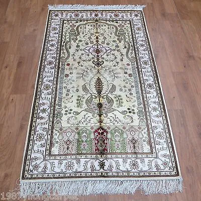 3x5ft Kashmir Vintage Handmade Carpets Prayer Hand Knotted Silk Area Rugs 970B • $1080