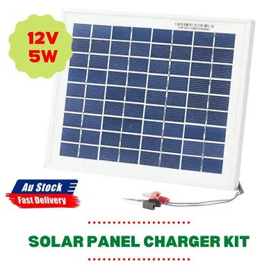 $30.69 • Buy 5W 12V Solar Panel Charger Kit With Clips