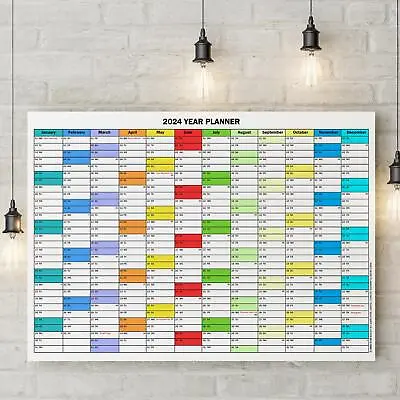 2024 Calendar Year Wall Planner Calendar Plan Birthdays Holidays New Years A2 A1 • £4.99