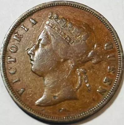 STRAITS SETTLEMENTS - Queen Victoria - One Cent - 1874H - Km-9 - Very Fine • $25