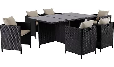 £564.99 • Buy Cube 6 Seater Rattan Effect Patio Set - Black