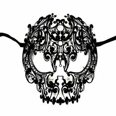 Black Metal Skull Mask Laser Cut Venetian Halloween Masquerade Mask • $19.80