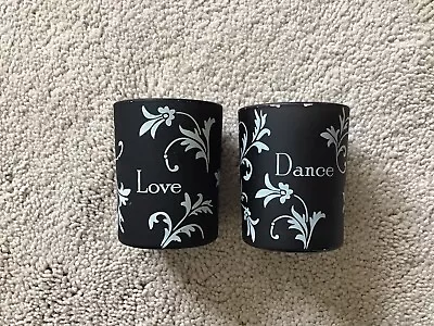 Lot Of 2 Black  Love   Dance  Votive Candle Holders NEW/UNUSED Painted Unbranded • $4.80