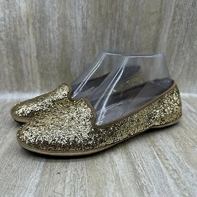 UGG Alloway Glitter Flats Shoes Size 8.5 Metallic Gold Slip On Sheepskin Comfy • $34.99