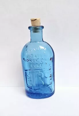 Wheaton Frank's Safe Kidney Liver Cure Mini 3  Blue Glass Medicine Bottle W/Cork • $17.99