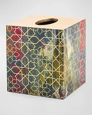 MaCKENZIE CHILDS MOSAIC ABSTRACT LACQUER BOUTIQUE TISSUE BOX HOLDER BNIB • $99.99