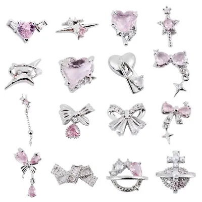 Unique 3D Heart Butterfly Nail Charms Accessories Zircon Chain Manicure • £2.93